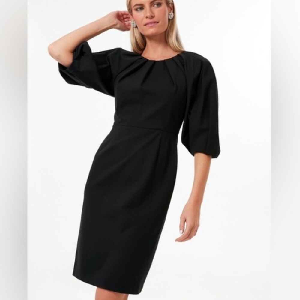 Kate Spade Black Ponte Knit Puff Sleeve Dress